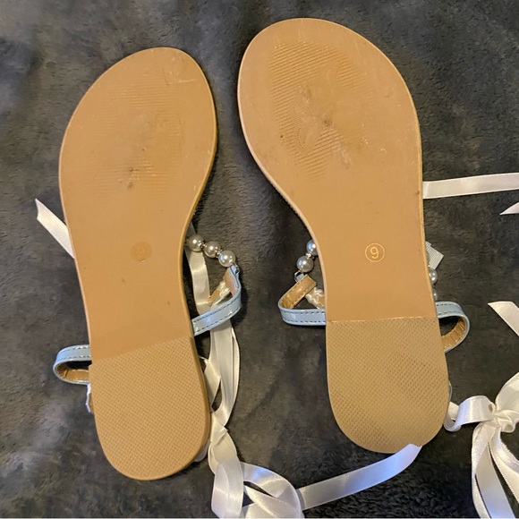 Kaileep Emmaline Pearl Satin Wrap Sandals - Picture 5 of 5